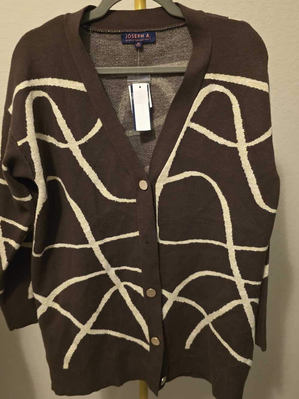 Joseph Abboud Metallic Knit Topper - Button Needs Replaced But Present M NWT